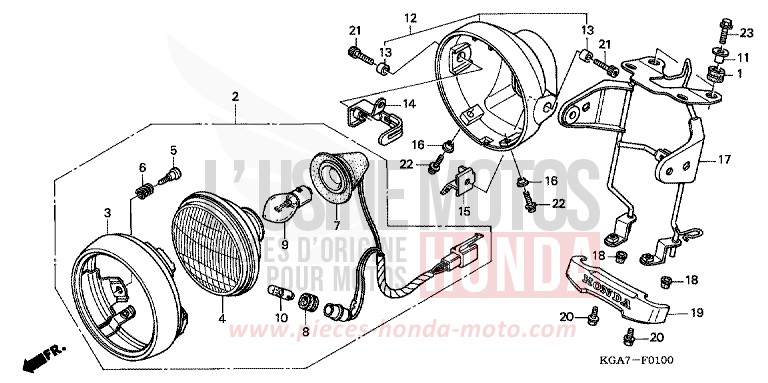 HEADLIGHT for CG125 TITAN ES FORCE SILVER METALLIC (NH411) from 2004